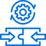 Icon depicting two puzzle pieces coming together and a gear cog